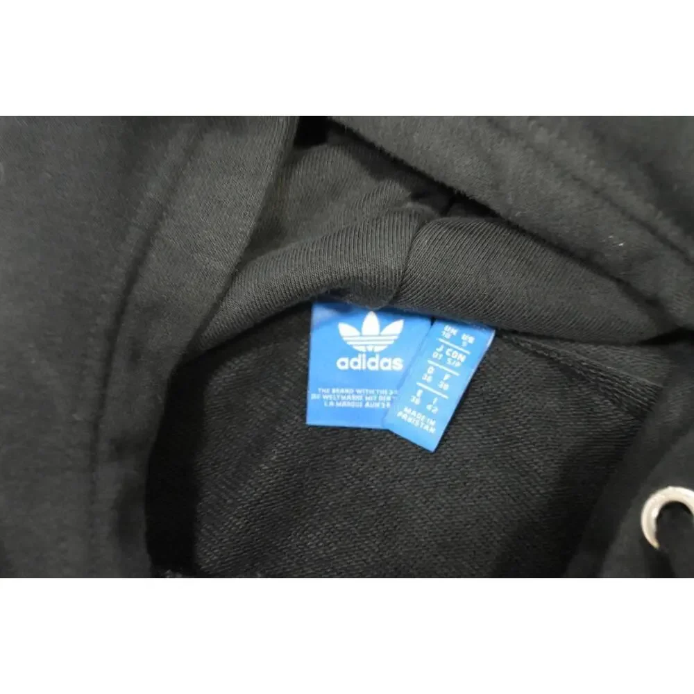 Adidas Hoodie Pull Over Black Cotton Blend Athletic‎ Sweater Mens Size Small